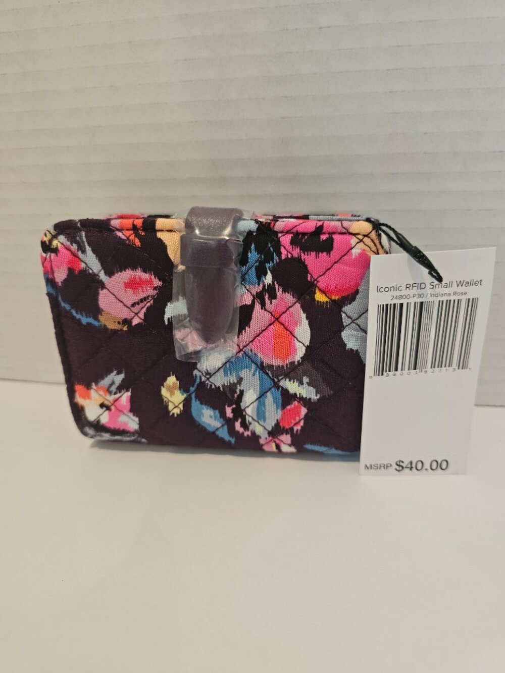 NWT Vera Bradley Iconic RFID Small Wallet Indiana Rose Floral Pink Burgundy Red - Picture 7 of 8